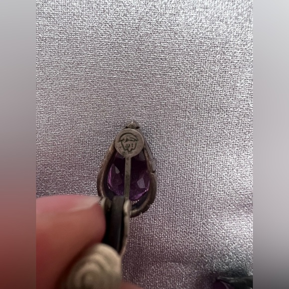 Margot De Taxco Amethyst Brooch and Silver Clip Earrings​ - Picture 4 of 4